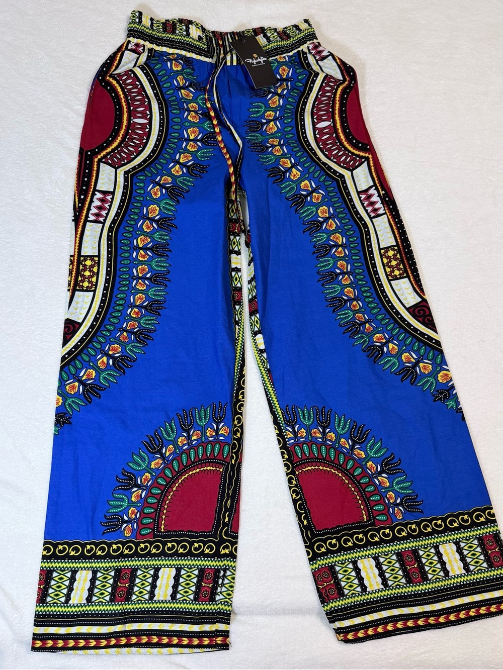Flyladytee Dashiki Vibrant Royal Blue African Print Palazzo - Size S- NWT